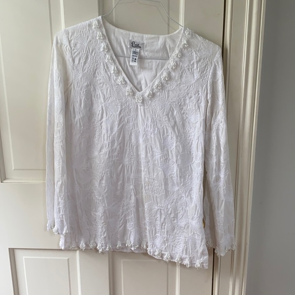 Vintage Lilly Pulitzer White Tunic Top with Beading - Picture 1 of 5